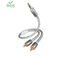 Inakustik in-akustik Premium Audio - Lydkabel - minijakk hann til RCA x 2 hann - 1.5 m - dobbeltisolert - hvit, sølv