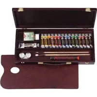 Rembrandt oljemaling trippel i trekasse (Traditional) | 15 x + 1 x 40 ml + tilbehør