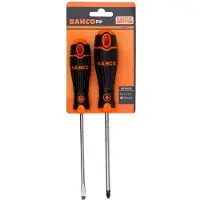 Bahco Slotted And Phillipsfit With Rubber Handle Skrutrekkersett 2 Enheter