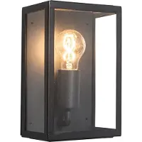 QAZQA Industriell utendørs vegglampe sort med glass 25,5 cm IP44 - Rotterdam