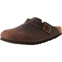 Birkenstock for woman. 860133 Brown Boston Oiled Leather Clogs (Narrow Fit) (39), Flat, None, Casual