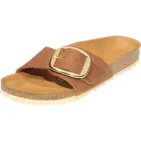 Birkenstock for woman. 1006525 Brown Madrid Big Buckle Leather Sandals (Narrow Fit) (40), Flat, None, Casual