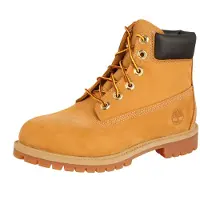 Timberland unisex for kids. TB0127097131 6-Inch Premium Waterproof Leather Booties Brown (32), Flat, Laces, Casual, children's fashion