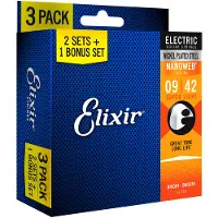 Elixir 16540 NANOWEB Guitar Strings 3 Pack 9-42