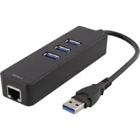 Deltaco USB3-GIGA3 - Hub - 3 x SuperSpeed USB 3.0 + 1 x 10/100/1000 - stasjonær