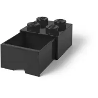 LEGO Svart, 4-knotters oppbevaringskloss med skuff 5005711