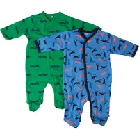 Pippi Baby Pippi Nattdrakter M/f - 2-pack - Grønn/Blå m. Trykk - - 56 - Nattdrakt