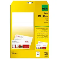 Sigel PC-Korrespondenz-Karten, DIN lang, wei?, 185 g-qm, MP f?r Inkjet-, Laserdrucker und Kopierer, Spezialkarton (LP713)