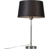 QAZQA Bordlampe i stål med svart skjerm 35 cm justerbar - Parte