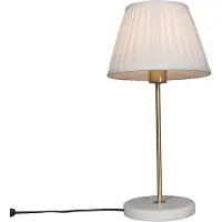 QAZQA Retro bordlampe messing med plissé-skjerm hvit 25 cm - Kaso
