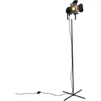 QAZQA Industriell gulvlampe sort vippbar - Movie
