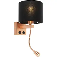 QAZQA Art Deco vegglampe kobber med svart skjerm - Brescia