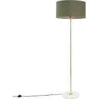 QAZQA Gulvlampe messing med grønn skjerm 50 cm - Kaso