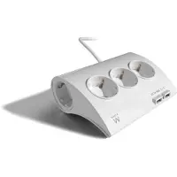 Ewent Ew3935 5 Port Desktop Power Socket With 2 Usb Skjøteledning