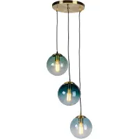 QAZQA Art Deco-hengelampe messing med blått glass - Pallon