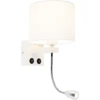 QAZQA Moderne vegglampe hvit med hvit skjerm - Brescia