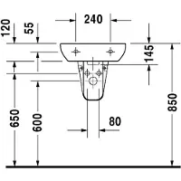 Duravit 07054500002, Veggmontert vask, Keramisk, Hvit, 450 mm