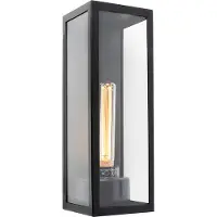 QAZQA Moderne rektangulær utendørs vegglampe svart med glass - Rotterdam Long