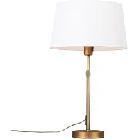 QAZQA Bordlampe bronse med skjerm hvit 35 cm justerbar - Parte