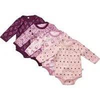 Pippi Baby Pippi Bodyer I/e - 4-pack - Rosa/Lilla m. Mønster - - 50 - Langermet Body