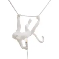 Seletti LED-dekohengelampe Monkey Lamp hvit svingende