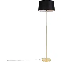 QAZQA Gulvlampe gull/messing med svart linjskjerm 45 cm - Parte