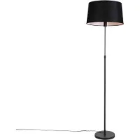 QAZQA Gulvlampe svart med svart linjskjerm 45 cm justerbar - Parte