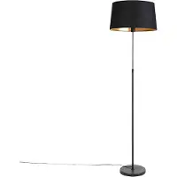 QAZQA Gulvlampe sort med svart skjerm 45 cm justerbar - Parte