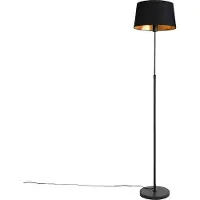 QAZQA Gulvlampe sort med sort skjerm 35 cm justerbar - Parte