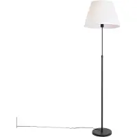 QAZQA Gulvlampe sort med plissert skjerm krem 45 cm justerbar - Parte