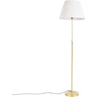 QAZQA Gulvlampe gull/messing med plissert skjerm krem 45 cm - Parte