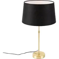 QAZQA Bordlampe gull/messing med svart linjskjerm 35 cm - Parte