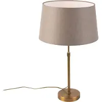 QAZQA Bordlampe i bronse med linjskjerm i taupe 35 cm - Parte