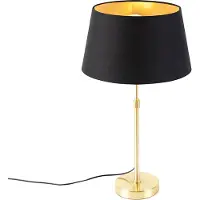 QAZQA Bordlampe gull/messing med skjerm sort med gull 32 cm - Parte