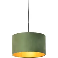 QAZQA Hengende lampe med fløyels skjerm grønn med gull 35 cm - Combi