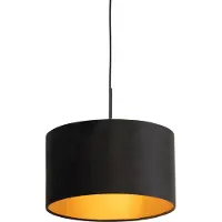 QAZQA Hengende lampe med svart fløyelshette med gull 35 cm - Combi