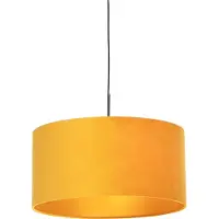 QAZQA Hengende lampe sort med gul fløyelslampeskjerm med gull 50 cm - Combi