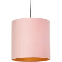 QAZQA Hengende lampe med rosa fløyels skjerm med gull 40 cm - Combi