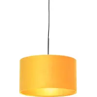 QAZQA Hengende lampe med fløyelshette oker med gull 35 cm - Combi