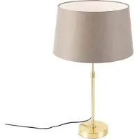 QAZQA Bordlampe gull/messing med linjskjerm taupe 35 cm - Parte