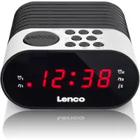Lenco CR-07, Klokke, FM, PLL, LED, Sort, Hvit, 3 V, AC / batteri