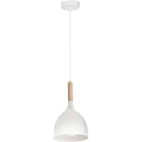 Luminex Hengelampe Noak, hvit/naturtre, Ø 17 cm