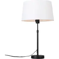 QAZQA Bordlampe svart med skjerm hvit 35 cm justerbar - Parte