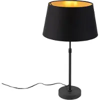 QAZQA Bordlampe sort med skjerm sort med gull 35 cm - Parte