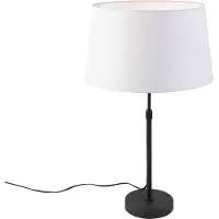 QAZQA Bordlampe svart med hvit linjskjerm 35 cm justerbar - Parte