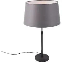 QAZQA Bordlampe sort med linjskjerm sort 35 cm justerbar - Parte