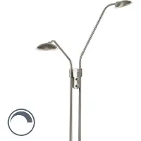 QAZQA Moderne gulvlampe i stål med leselampe inkl. LED - Eva