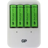 GP Batterilader Recyko med 4 stk. AA 2000 mAh