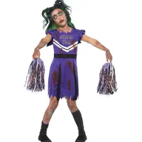 Smiffys Kostymer - Zombie Cheerleader - Rød/Svart - - 7-9 år (122-134) - Kostymer