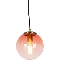 QAZQA Art Deco-pendellampe messing med rosa glass 20 cm - Pallon